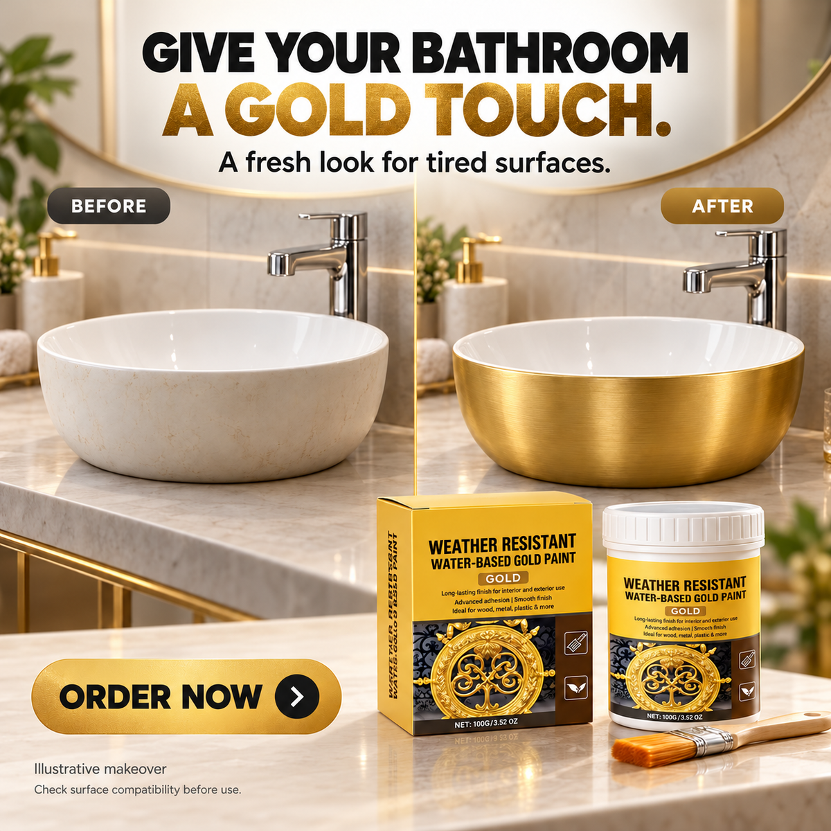 Weather-Resistant Water-Based Gold Paint