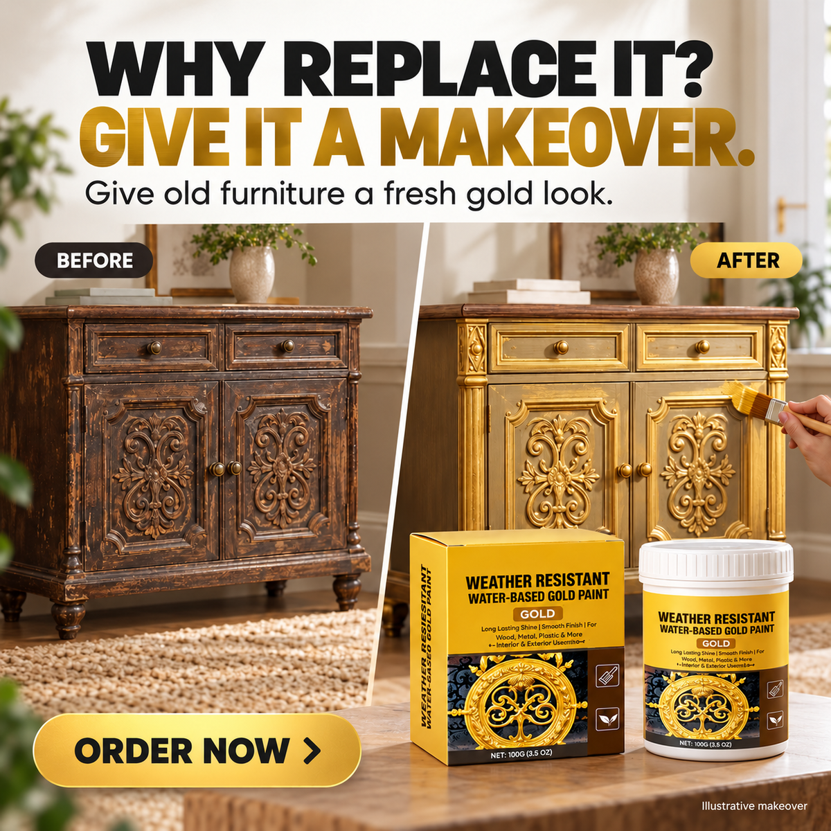 Weather-Resistant Water-Based Gold Paint