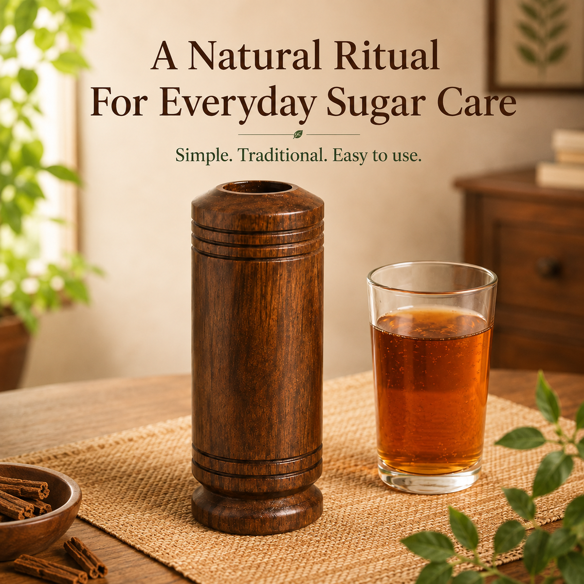 🌿 Vijaysar Wooden Sugar Control Glass ✨