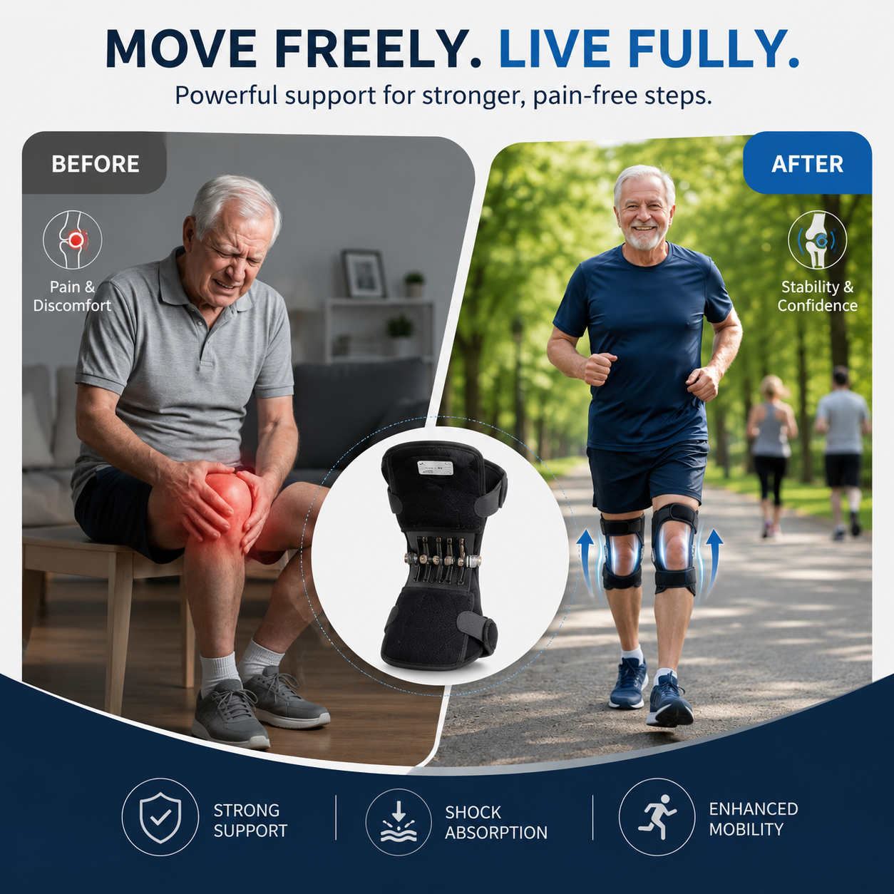 Joint Support Powerful Rebound Sports Knee Pads