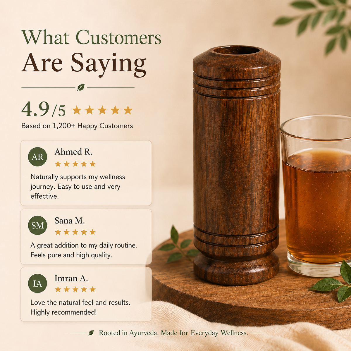 🌿 Vijaysar Wooden Sugar Control Glass ✨