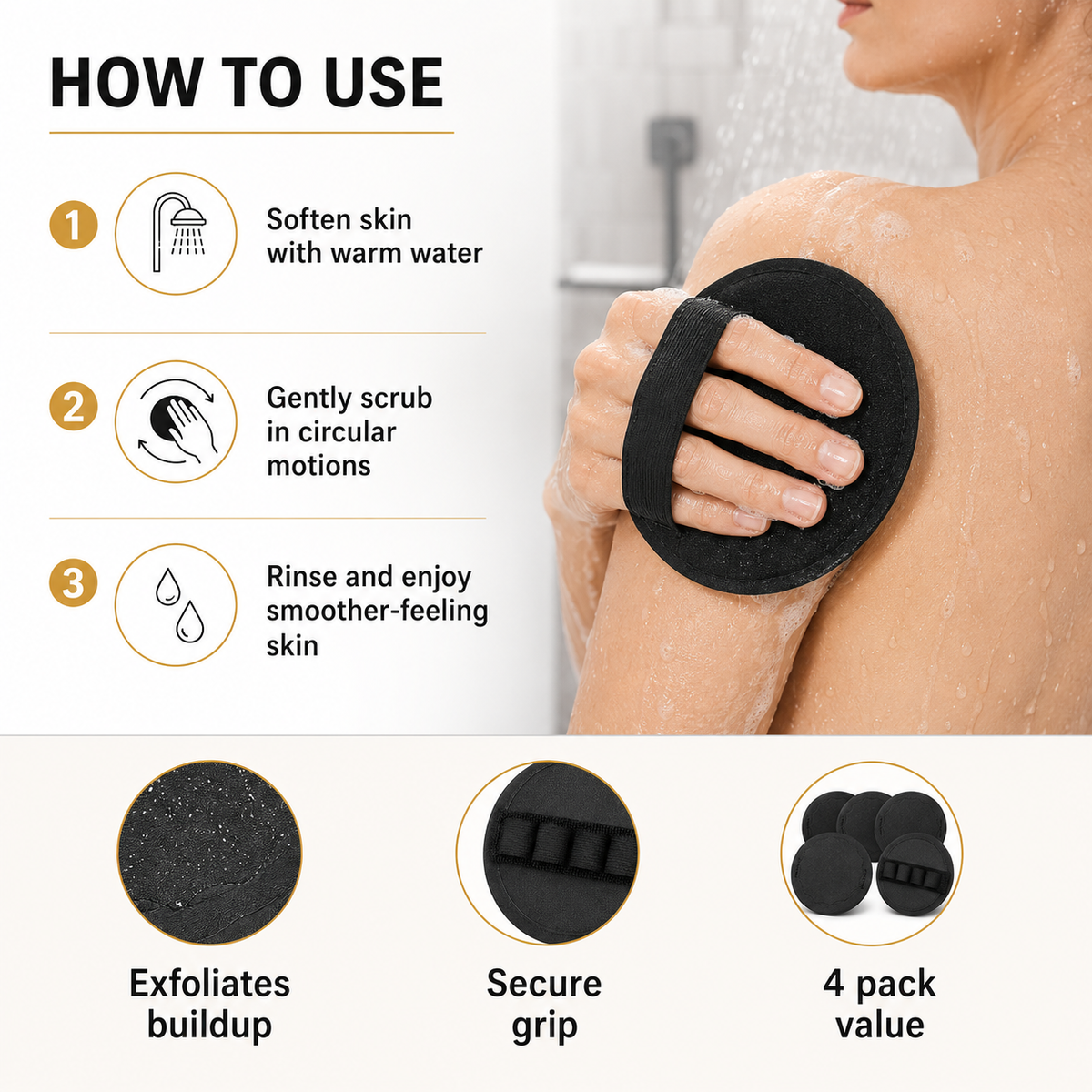 4-in-1 Exfoliating Scrubber Set | Reveal Silky Smooth Skin In Every Shower