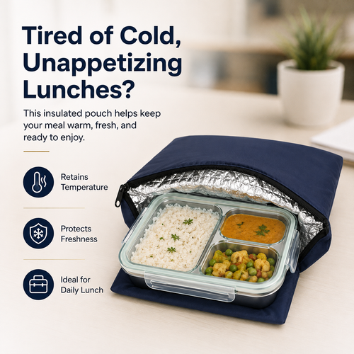 Portable Insulated Lunch Pouch for Tiffin Box