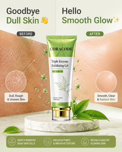 Coracode Triple Enzyme Exfoliating Gel with Green Tea