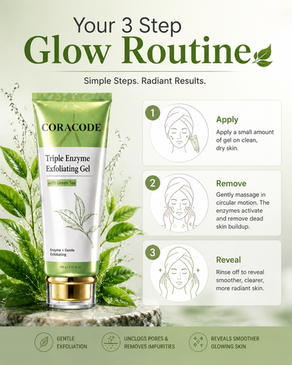 Coracode Triple Enzyme Exfoliating Gel with Green Tea