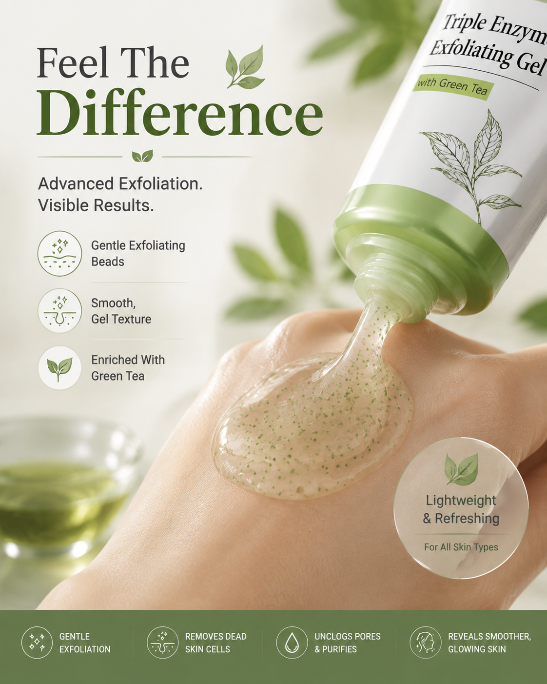 Coracode Triple Enzyme Exfoliating Gel with Green Tea
