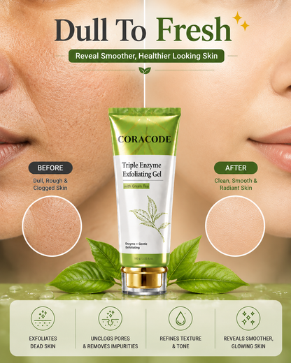 Coracode Triple Enzyme Exfoliating Gel with Green Tea