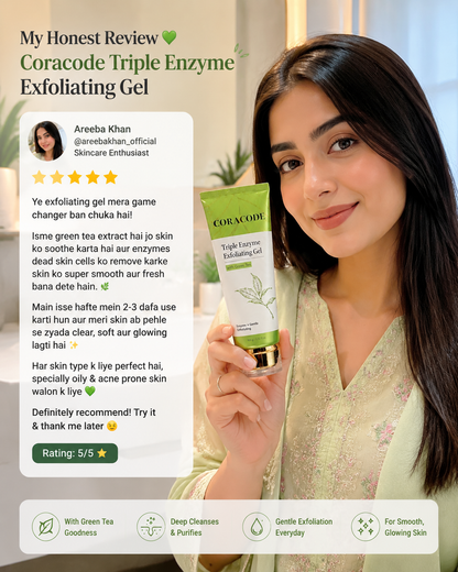 Coracode Triple Enzyme Exfoliating Gel with Green Tea