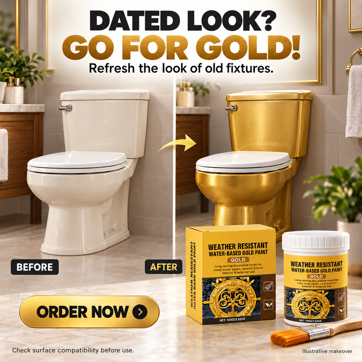 Weather-Resistant Water-Based Gold Paint