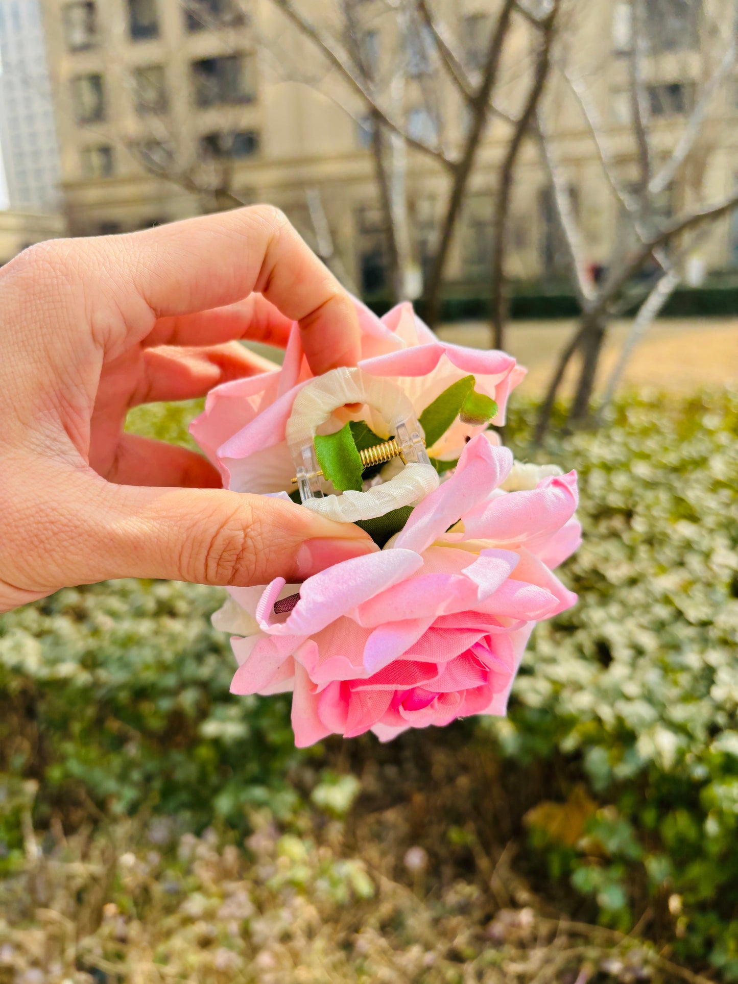 Pink Rose Hair Claw
