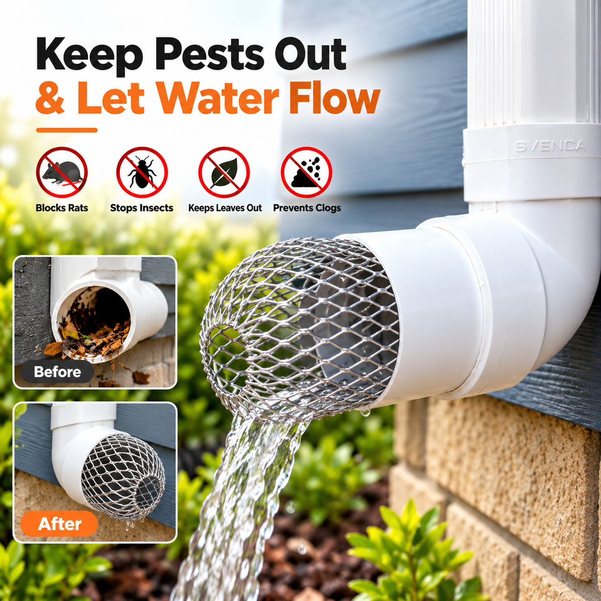 Reusable Heavy-Duty Mesh Drain &amp; Downspout Leaf Guard