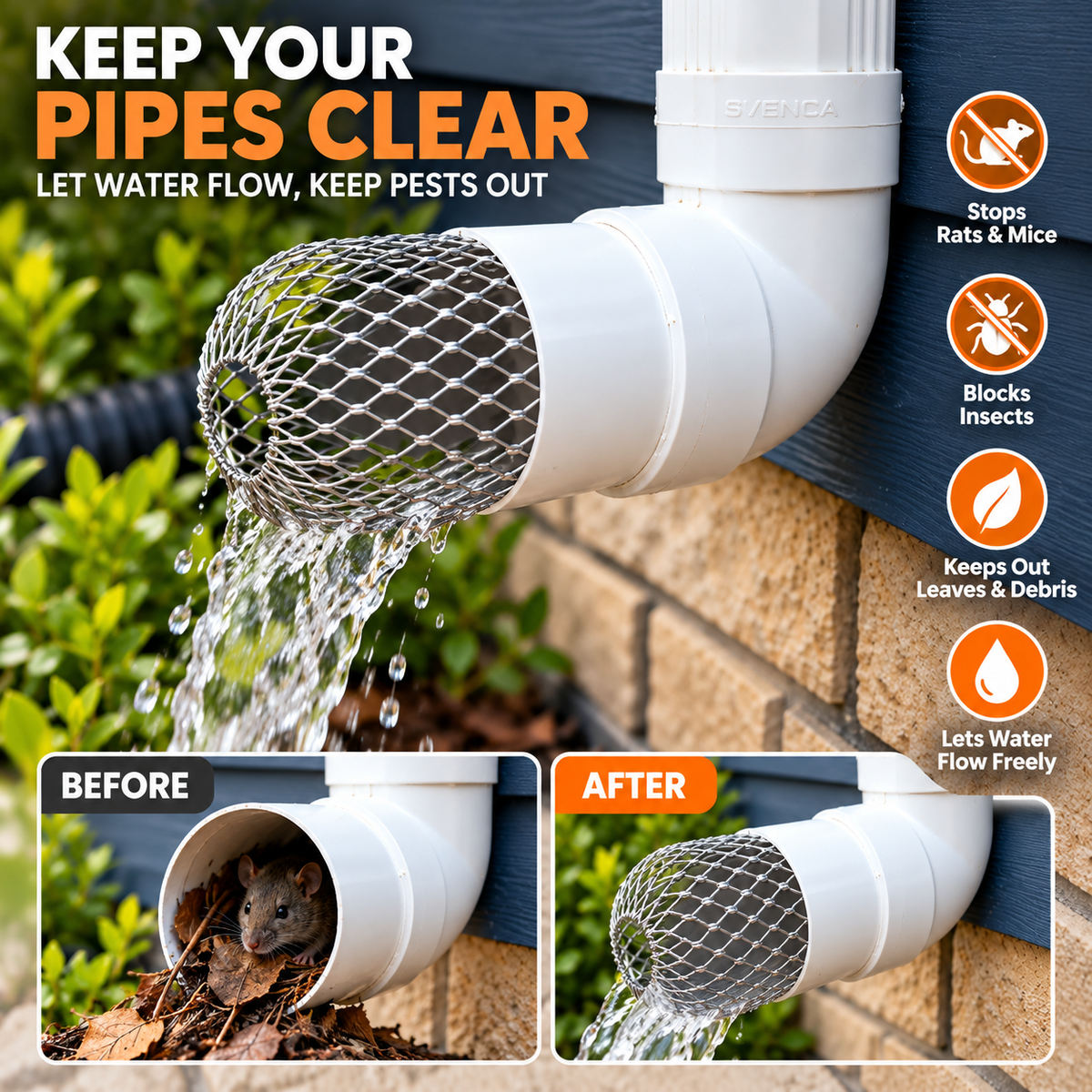 Reusable Heavy-Duty Mesh Drain &amp; Downspout Leaf Guard