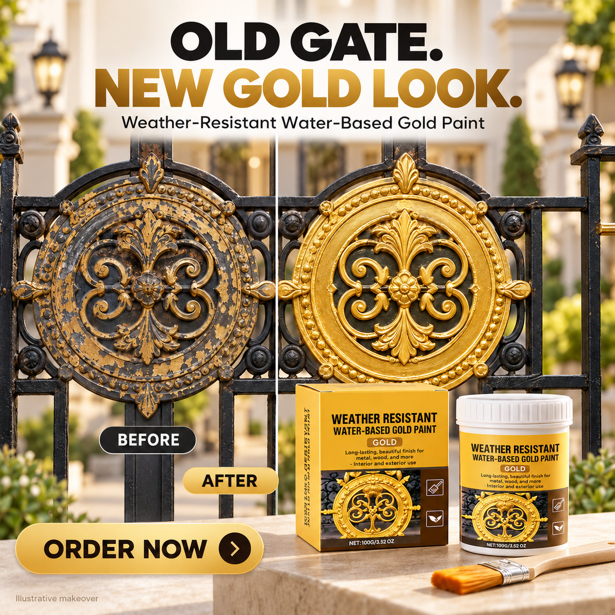 Weather-Resistant Water-Based Gold Paint