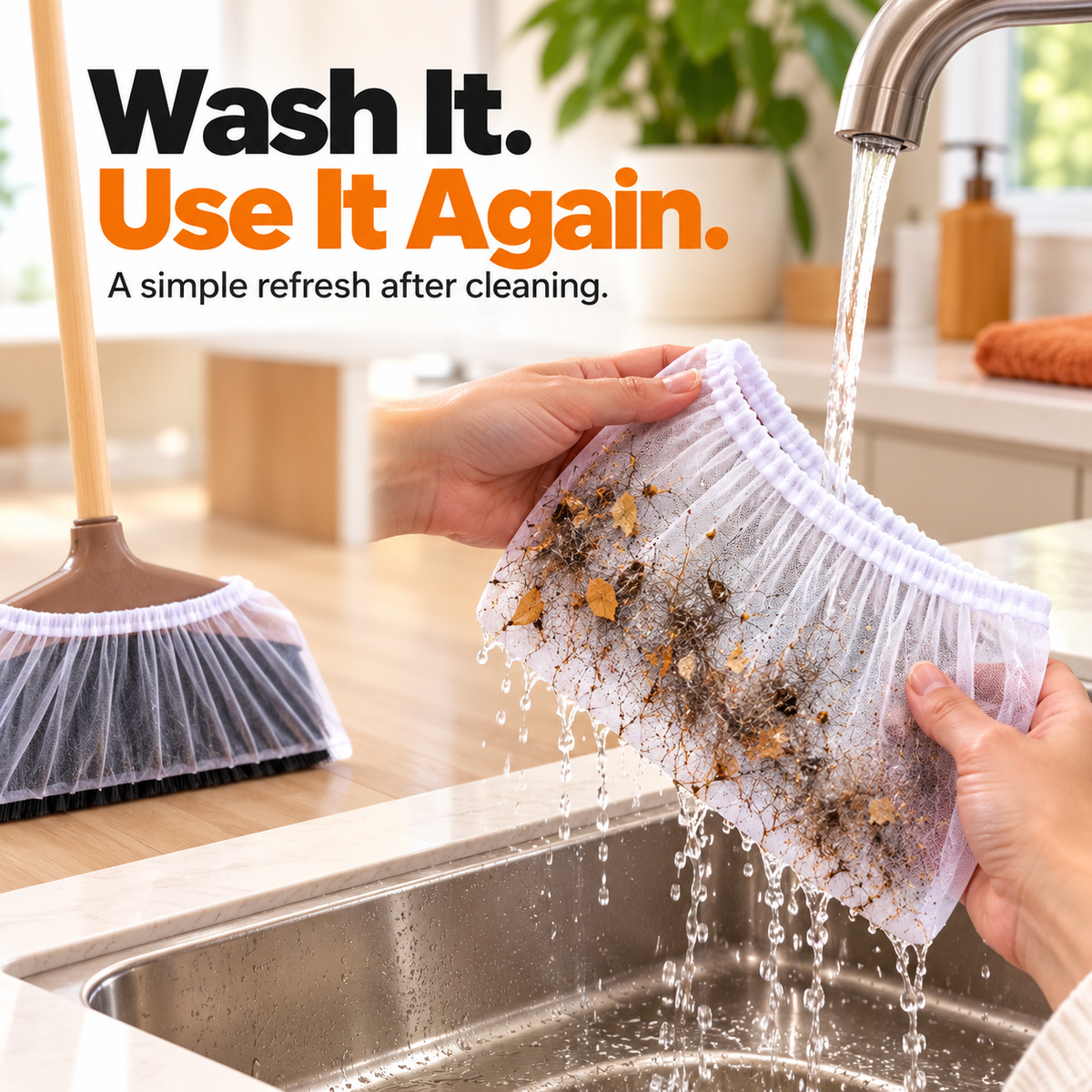 Reusable Broom Dust Catcher Net