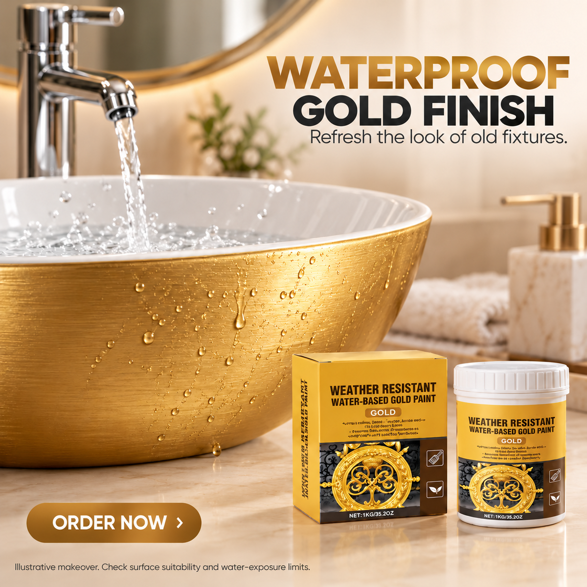 Weather-Resistant Water-Based Gold Paint
